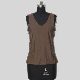 V Type Neck Yoga Wear Clothing Brown Color Durable 4 Way Stretch Fabric